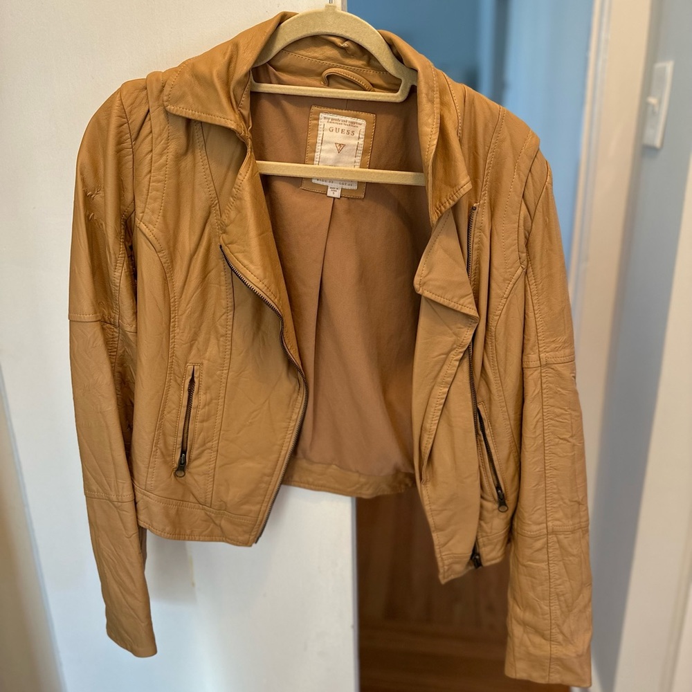 Guess Tan Leather Jacket